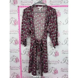 Pillow talk robe love hearts Kimono Robe with Pink and Gray Heart Print